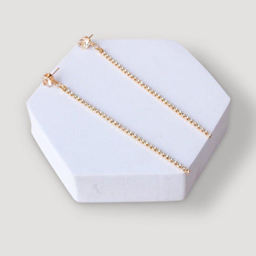 Rhinestone Chain Tail Earring in Gold