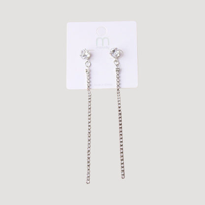 Rhinestone Chain Tail Earring in Silver