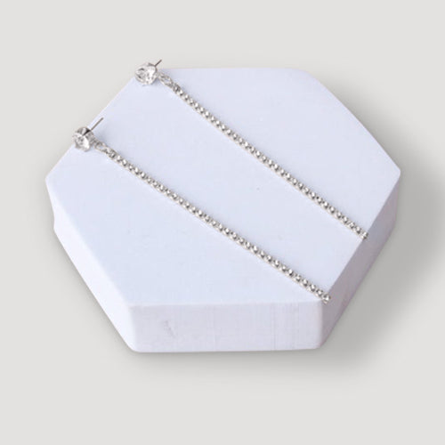 Rhinestone Chain Tail Earring in Silver