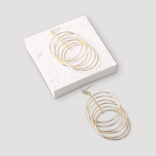 Circle Rings Layer Drop Earring in Gold