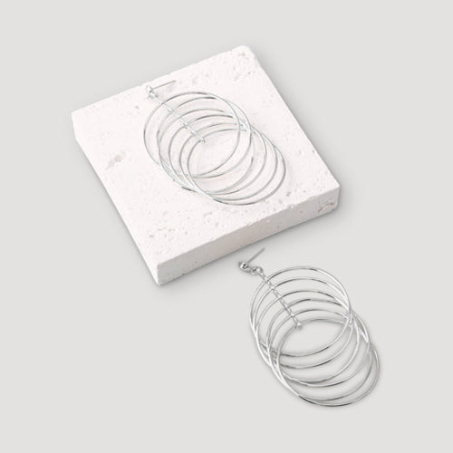 Circle Rings Layer Drop Earring in Silver