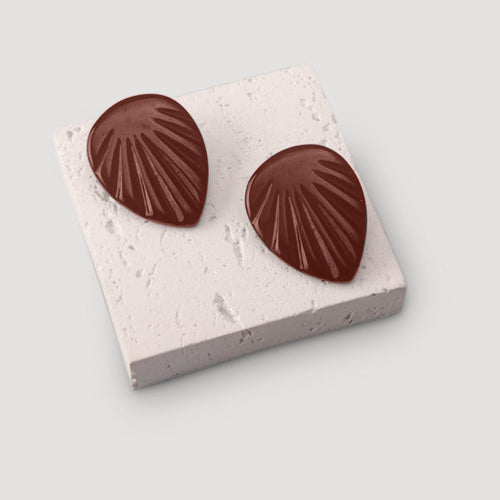 Acrylic Press Leaf Earring in Brown