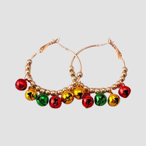 Jingle Bells Gold Hoop Earring