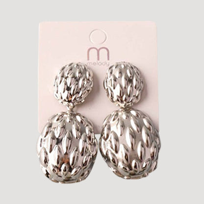 Bumpy Chunky Button Drop Earring in Silver