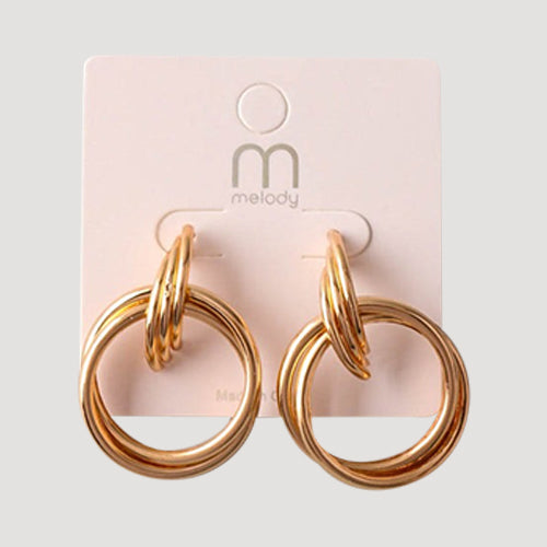 Triple Band Doorknocker Earring in Gold