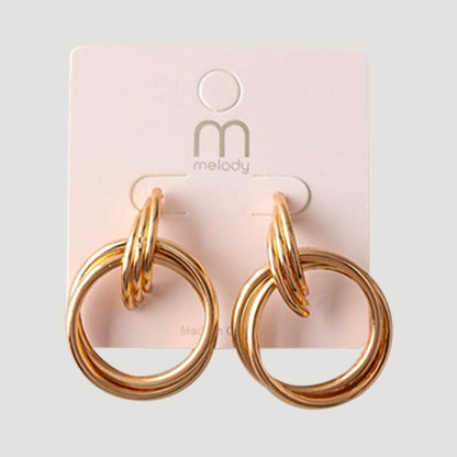 Triple Band Doorknocker Earring in Gold