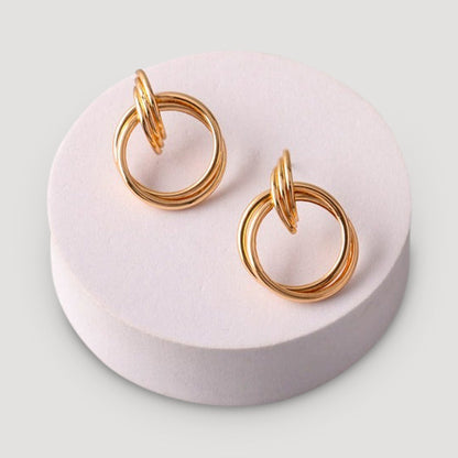 Triple Band Doorknocker Earring in Gold
