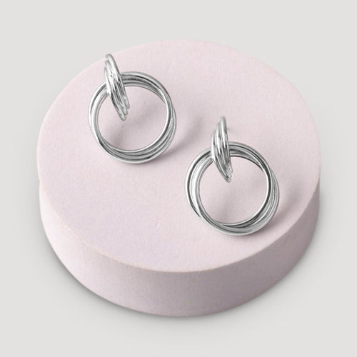 Triple Band Doorknocker Earring in Silver