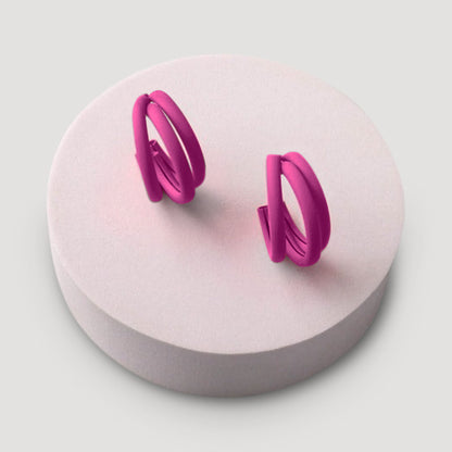 Matte Triple Ring Hoop Earring in Purple