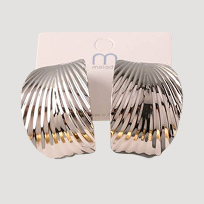 Etched Leaf Hoop Earring in Silver