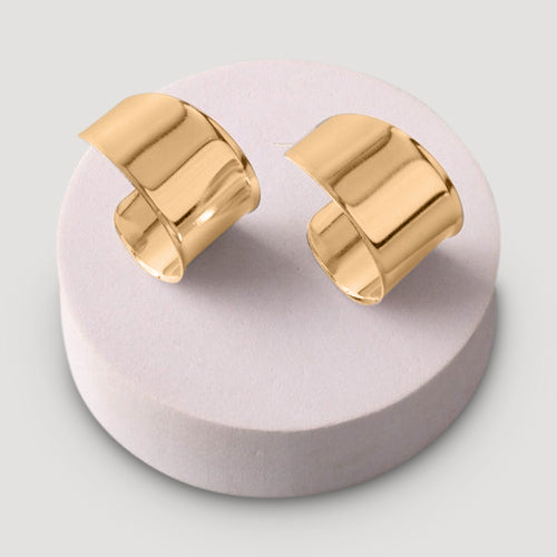 Flat Raised Edge Wide Hoop Earring in Gold