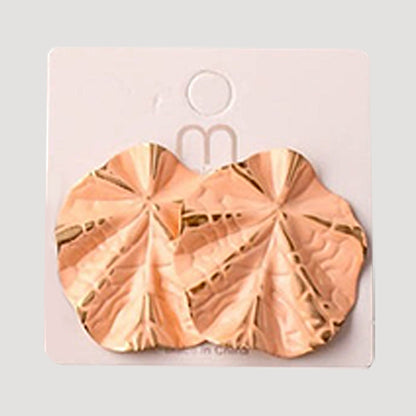 Stamped Folded Leaf Post Earring in Orange