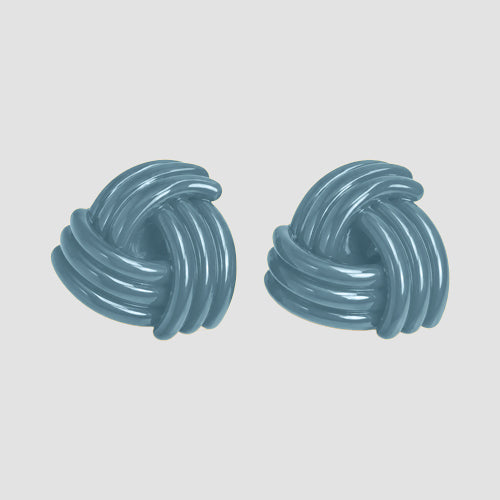 Oversize Enamel knot Earrings in Blue