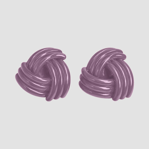 Oversize Enamel knot Earrings in Lavender