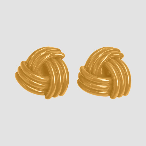 Oversize Enamel knot Earrings in Yellow