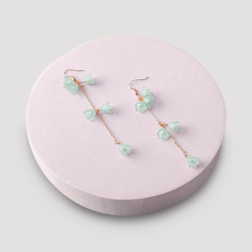 Buttercup Flower Chain Drop Earring in Blue