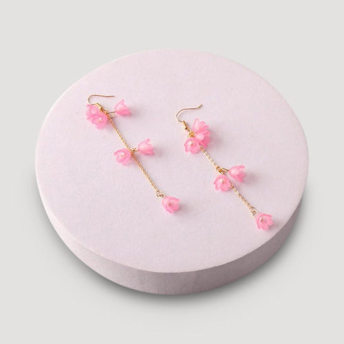Buttercup Flower Chain Drop Earring in Pink