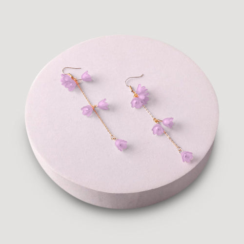 Buttercup Flower Chain Drop Earring in Purple