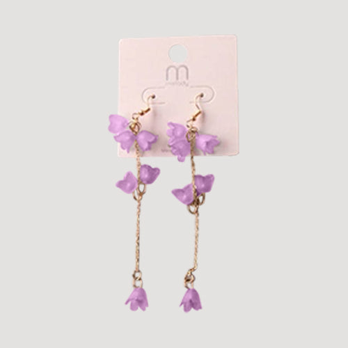 Buttercup Flower Chain Drop Earring in Purple