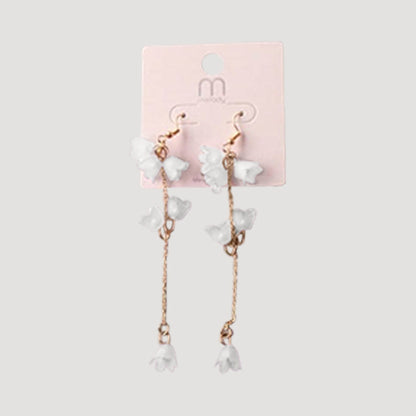 Buttercup Flower Chain Drop Earring in White