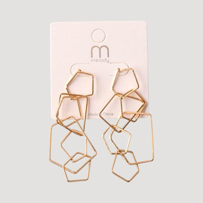 Geometric Rings Linked Drop Earring in Gold