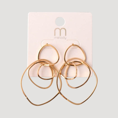 Organic Rings Tassel Linked Earring in Gold