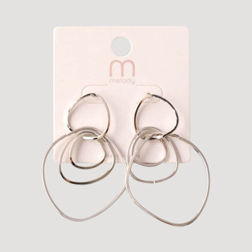 Organic Rings Tassel Linked Earring in Silver