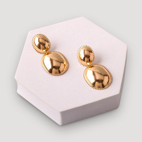 Beaded Frame Chunky Drop Earring in Gold