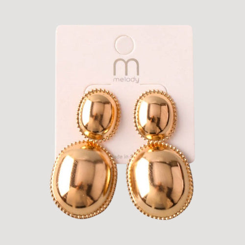 Beaded Frame Chunky Drop Earring in Gold