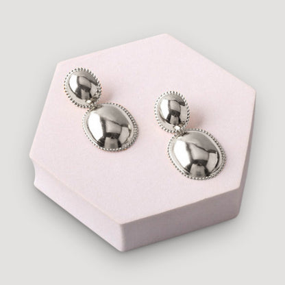 Beaded Frame Chunky Drop Earring in Silver