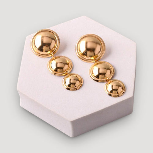 Chunky Graduated Circles Drop Earring in Gold