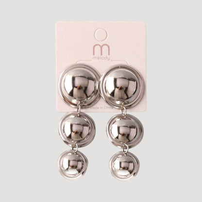 Chunky Graduated Circles Drop Earring in Silver