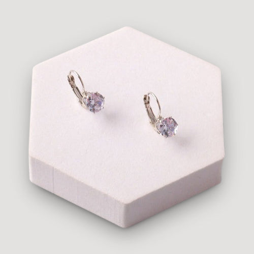 French Clip Round Cut Cubic Zirconia Earring in Silver