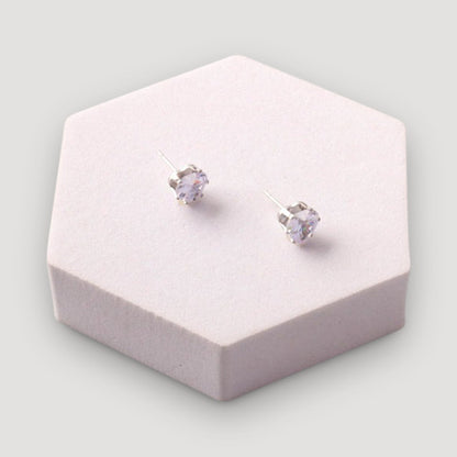 Cubic Zirconia Heart Cut Stud Earring in Silver