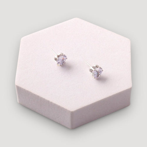 Cubic Zirconia Heart Cut Stud Earring in Silver
