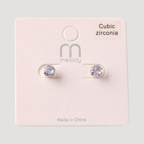 Cubic Zirconia Round Cut Stud Earring in Silver