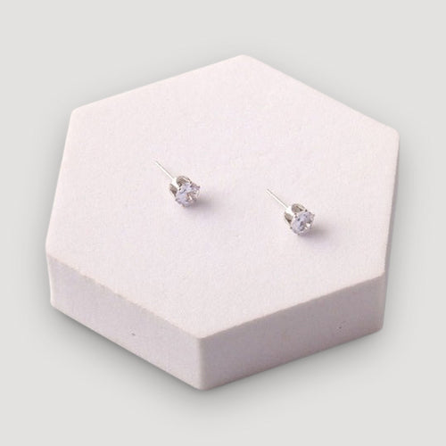 Cubic Zirconia Round Cut Stud Earring in Silver