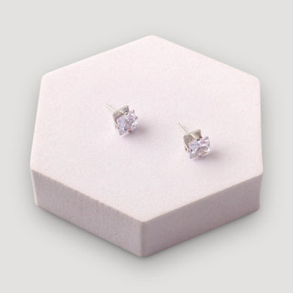 Cubic Zirconia Square Cut Stud Earring in Silver