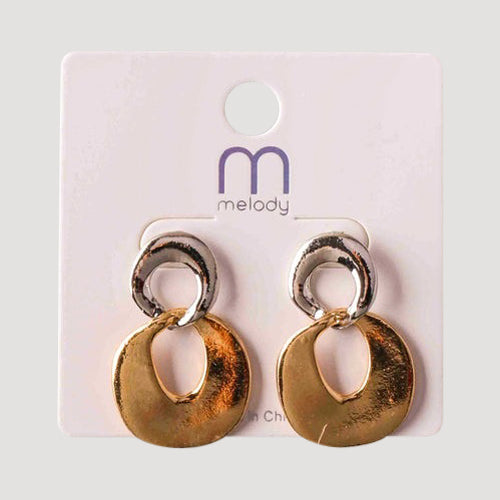 Matte Circular Chain Drop Earring in Gold Drop