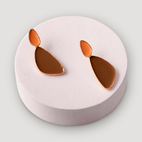 Enamel Fan Drop Earring in Dark Brown