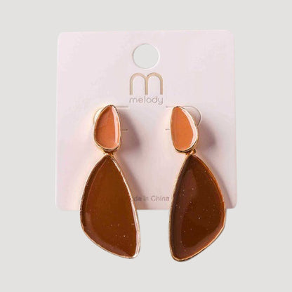 Enamel Fan Drop Earring in Dark Brown