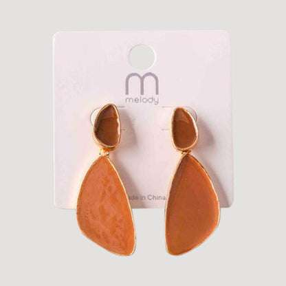 Enamel Fan Drop Earring in Light Brown