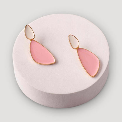 Enamel Fan Drop Earring in Pink