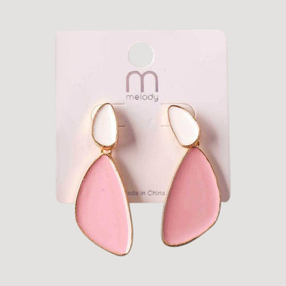 Enamel Fan Drop Earring in Pink