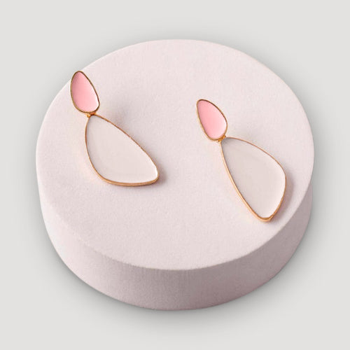 Enamel Fan Drop Earring in White