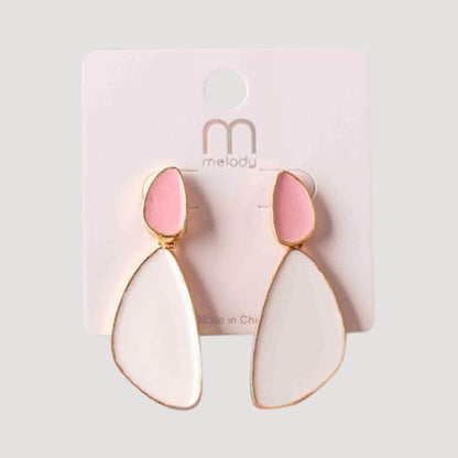 Enamel Fan Drop Earring in White