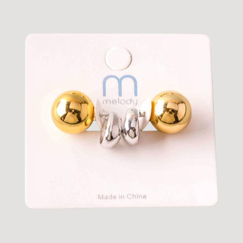 Pressed Metal Ball Back Earring in Gold