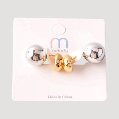 Pressed Metal Ball Back Earring in Silver