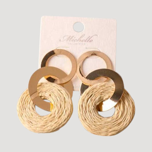 Raffia Ring Link Earring in Ivory