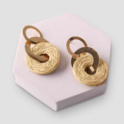 Raffia Ring Link Earring in Ivory